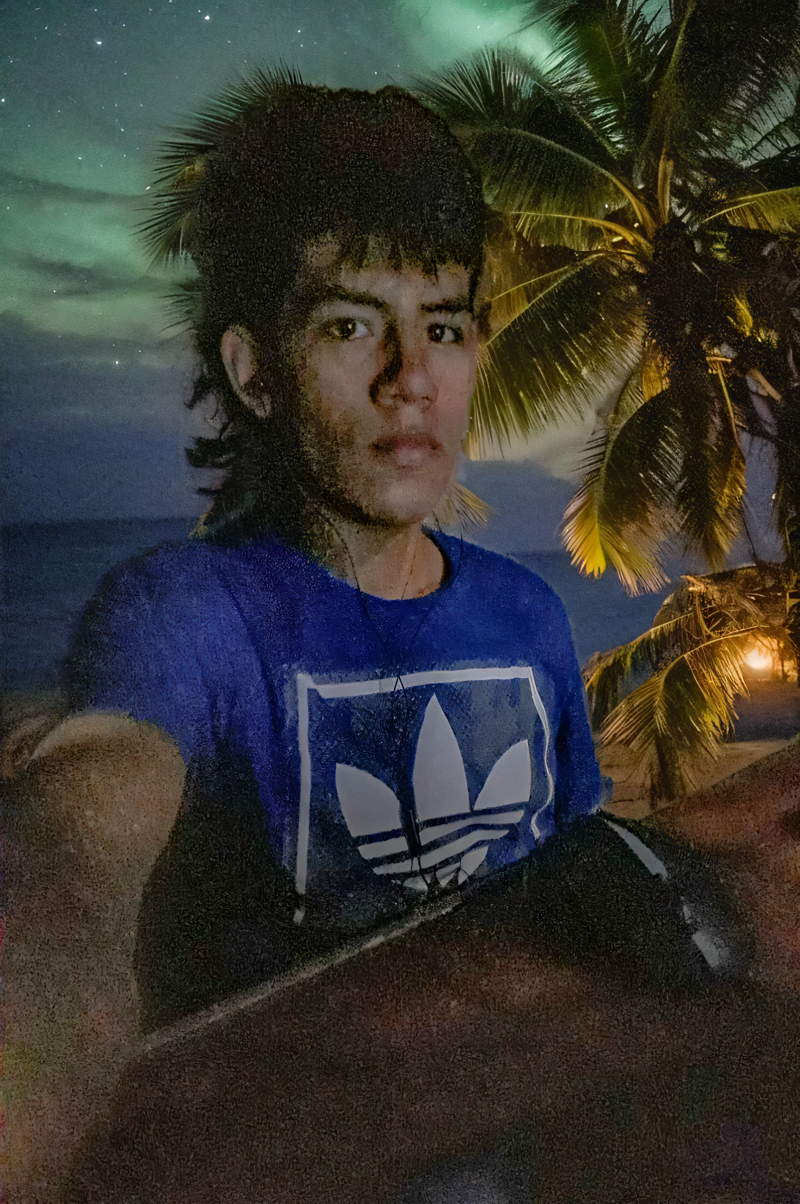 pon me en la playa en la noche