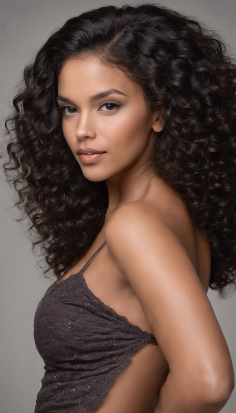 A beautiful and amazing black Brazilian woman,Portrait of the upper body,Kostenlose Locken, schwarzes lockiges Haar, (dunkles, Shorter, lockiges Haar), Wildes schwarzes langes lockiges Haar, Multiversales Haar, Brasilianisch, Kurzes schwarzes lockiges Haar, Lockiges schwarzes Haar, Locken, welliges Haar ausgebreitet, Barocke Locken, Locken, Lockig, Helles, lockiges Haar, Haarstruktur, lockiger Pony full body pic sexy bikini