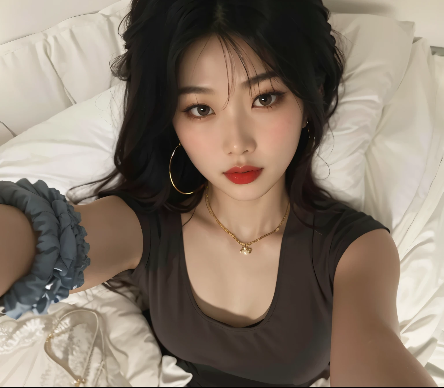 there is a woman laying in bed with a bracelet on her arm, asian girl, beautiful asian girl, asian women, asian woman, gemma chen, asian female, beautiful asian woman, asian face, an asian woman, xision wu, lulu chen, wenfei ye, a young asian woman, bedroom eyes, 18 years old, asian features, jinyoung shin, joy red velvet