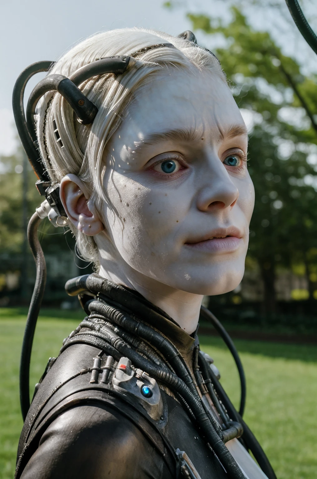 borg woman casey, (cable:1.4), 

[(pale white:.1) (Natural:1) (skin:1.3)::8]
[[(Natural:1.1) (pale white:.9) (skin:1.3):8]::16]
[(Natural:1) (pale white:1.3) (skin:1.3):16]
 [(with:.01) (beauty_marks:.01):6], 

[bald:(long light blonde hair:1.2):8], [(blue eyes:1):4], [albino Nordic:8],

(Head shot:1.4), sexy (cyborg:.05) (cybernetic:.1) (implants:.1), (cyborg:.1) (cybernetic:1.1) (bikini:1), [(busty:.8):1], 

young,   front light, well lit, outdoors, in nature, sunny, fit, [led lights, laser lights:4], detailed skin,  photograph, detailed, high resolution, RAW photo, in frame, 

[BREAK:8] 
[(many beauty_marks and:.01) (many light moles on her skin:1):8], 

[BREAK (light brown moles:.1):12]