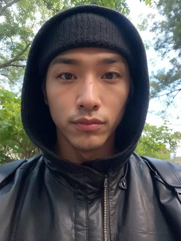 the face of the man in the picture but make it smoother, with a mouth piercing and a eyebrows piercing.