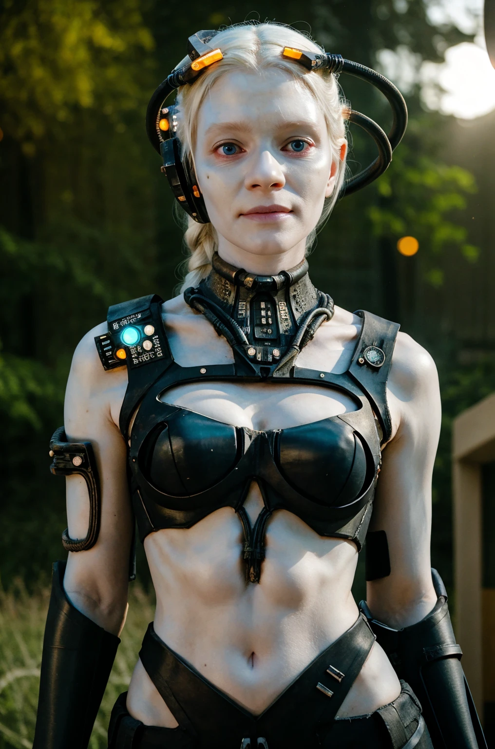 borg woman casey, (cable:1.4), 

[(pale white:.1) (Natural:1) (skin:1.3)::8]
[[(Natural:1.1) (pale white:.9) (skin:1.3):8]::16]
[(Natural:1) (pale white:1.3) (skin:1.3):16]
 [(with:.01) (beauty_marks:.01):6], 

[bald:(long light blonde hair:1.2):12], [(blue eyes:1):4], [albino Nordic:6], 

(medium shot:1.4),  [(busty, bare arms, cleavage:1.1):1], 

sexy (cyborg:.05) (cybernetic:.1) (implants:.1), (cyborg:.1) (cybernetic:1.1) (bikini:1), 

young,   front light, well lit, sunny, in nature, outdoors, fit, laser led lights, detailed skin,  photograph, detailed, high resolution, RAW photo, in frame, 

[BREAK:8] 
[(many beauty_marks and:.01) (many light moles on her skin:1):8], 

[BREAK (light brown moles:.1):12]