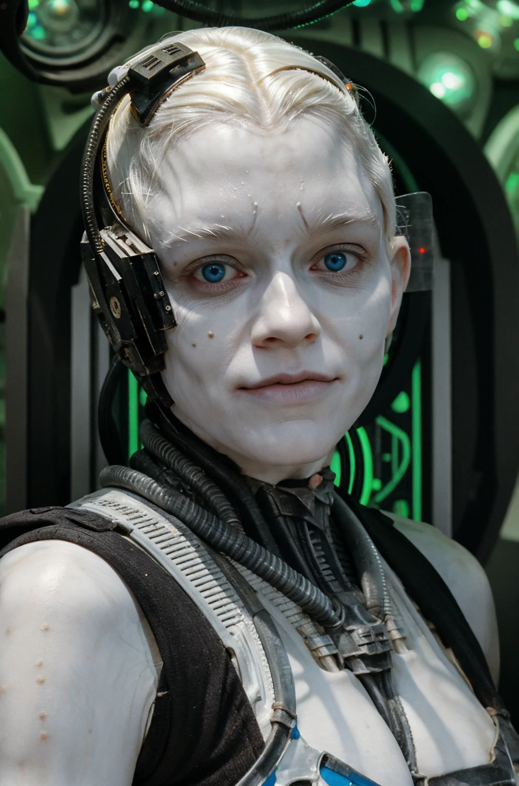 borg woman casey, (cable:1.4), 

[(pale white:.1) (Natural:1) (skin:1.3)::8]
[[(Natural:1.1) (pale white:.9) (skin:1.3):8]::16]
[(Natural:1) (pale white:1.3) (skin:1.3):16]
 [(with:.01) (beauty_marks:.01):6], 

[bald:(long light blonde hair:1.2):8], [(blue eyes:1):4], [albino Nordic:8],

(Head shot:1.4), sexy (cyborg:.05) (cybernetic:.1) (implants:.1), (cyborg:.1) (cybernetic:1.1) (bikini:1), [(busty:.8):1], 

young,   front light, well lit, outdoors, in nature, sunny, fit, [led lights, laser lights:4], detailed skin,  photograph, detailed, high resolution, RAW photo, in frame, 

[BREAK:8] 
[(many beauty_marks and:.01) (many light moles on her skin:1):8], 

[BREAK (light brown moles:.1):12]