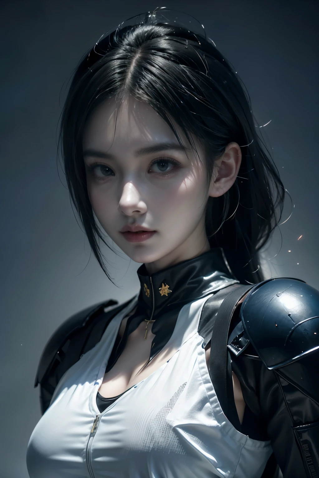 Game art,The best picture quality,Highest resolution,8K,((A bust photograph)),((Portrait)),(Rule of thirds),Unreal Engine 5 rendering works, (The Girl of the Future),(Female Warrior),
22岁少女,(Female hackers),(Long hair casual),(A beautiful eye full of detail),(Big breasts),(Eye shadow),优雅迷人,微笑,(皱眉),(Battle suits of the future,Features of Cyberpunk Fighter Clothing,Joint Armor,The dress has a fine pattern and badge,Red and blue),赛博朋克人物,未来风格,
拍照姿势,城市背景,Movie lights,Ray tracing,Game CG,((3D Unreal Engine)),oc渲染反射纹