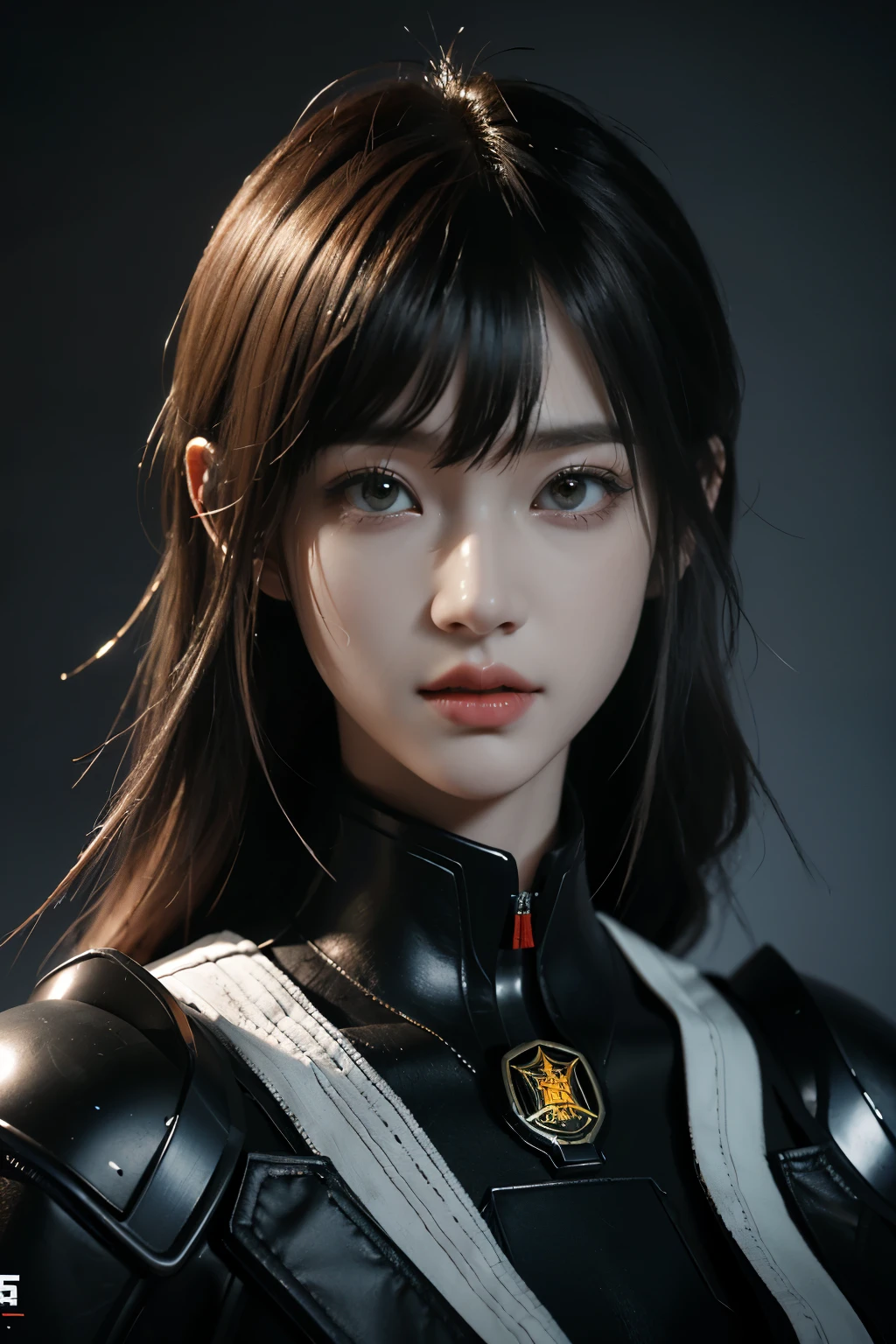 Game art，The best picture quality，Highest resolution，8K，((A bust photograph))，((Portrait))，(Rule of thirds)，Unreal Engine 5 rendering works， (The Girl of the Future)，(Female Warrior)，
22岁少女，(Female hackers)，(Long hair casual)，(A beautiful eye full of detail)，(Big breasts)，(Eye shadow)，优雅迷人，微笑，(皱眉)，(Battle suits of the future，Features of Cyberpunk Fighter Clothing，Joint Armor，The dress has a fine pattern and badge，Red and blue)，赛博朋克人物，未来风格， 
拍照姿势，城市背景，Movie lights，Ray tracing，Game CG，((3D Unreal Engine))，oc渲染反射纹