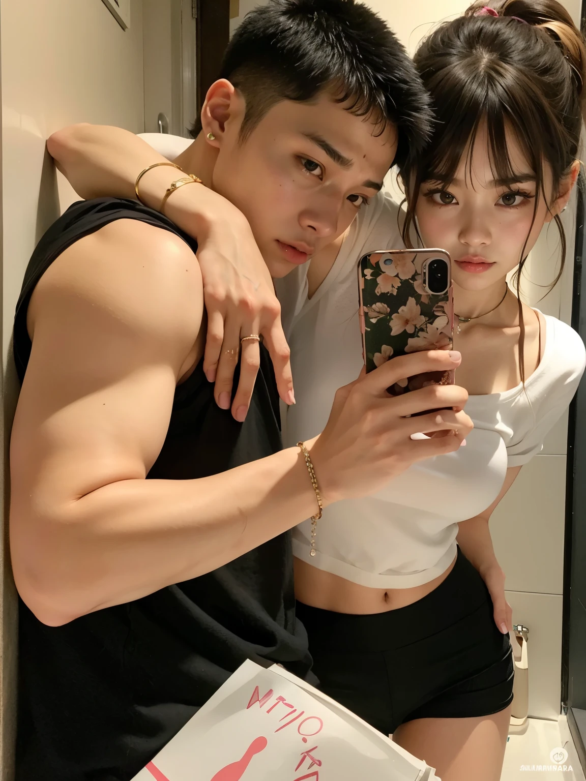 There's a man and a woman taking a selfie in the bathroom, Jeon Jungkook, Lalisa Manobal, Lisa e JungKook, 🤬 😻💕 🎀, Lalisa e JungKook, imagem vazada, dilraba dilmurat, ruan pose de casal, JungKook e Lalisa, Jeon JungKook, Lalisa Manobal 🔥 😎 🕹️ 👀