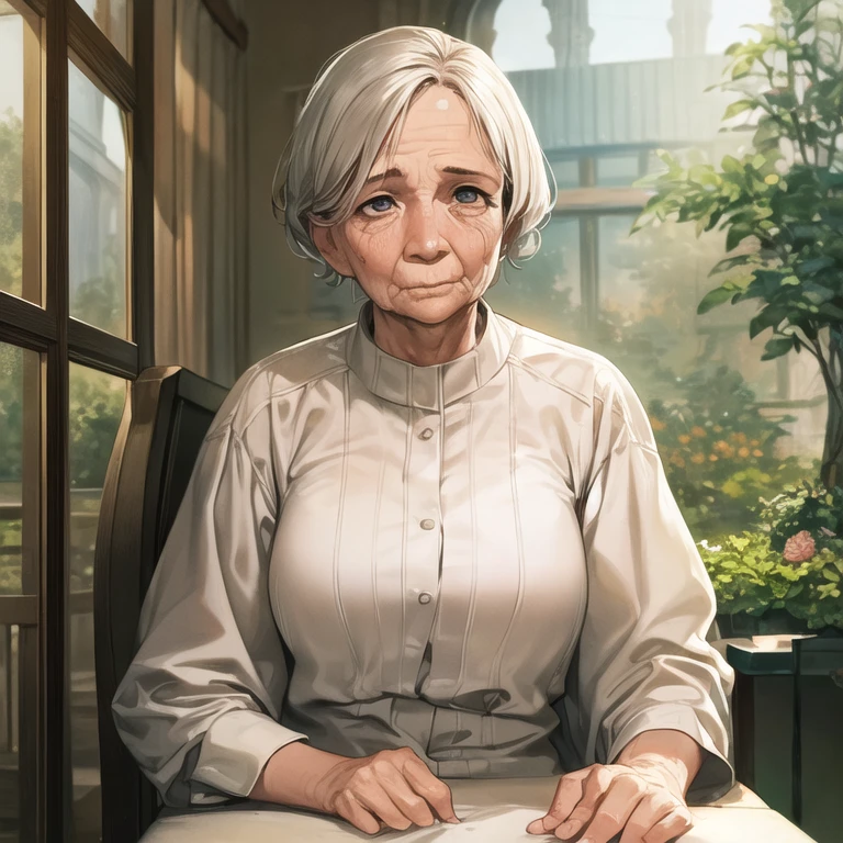 masterpiece, best quality, 1girl, solo, (old woman, old, wrinkled skin)