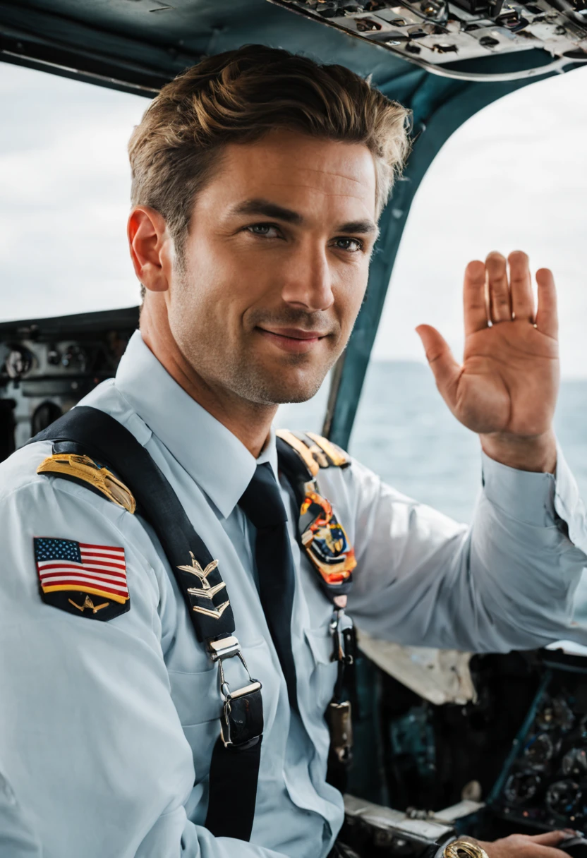 handsome pilot,instructor,wave