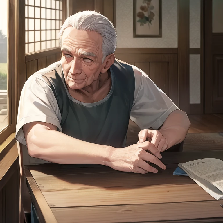 masterpiece, best quality, 1boy, solo, old man, old, wrinkled skin