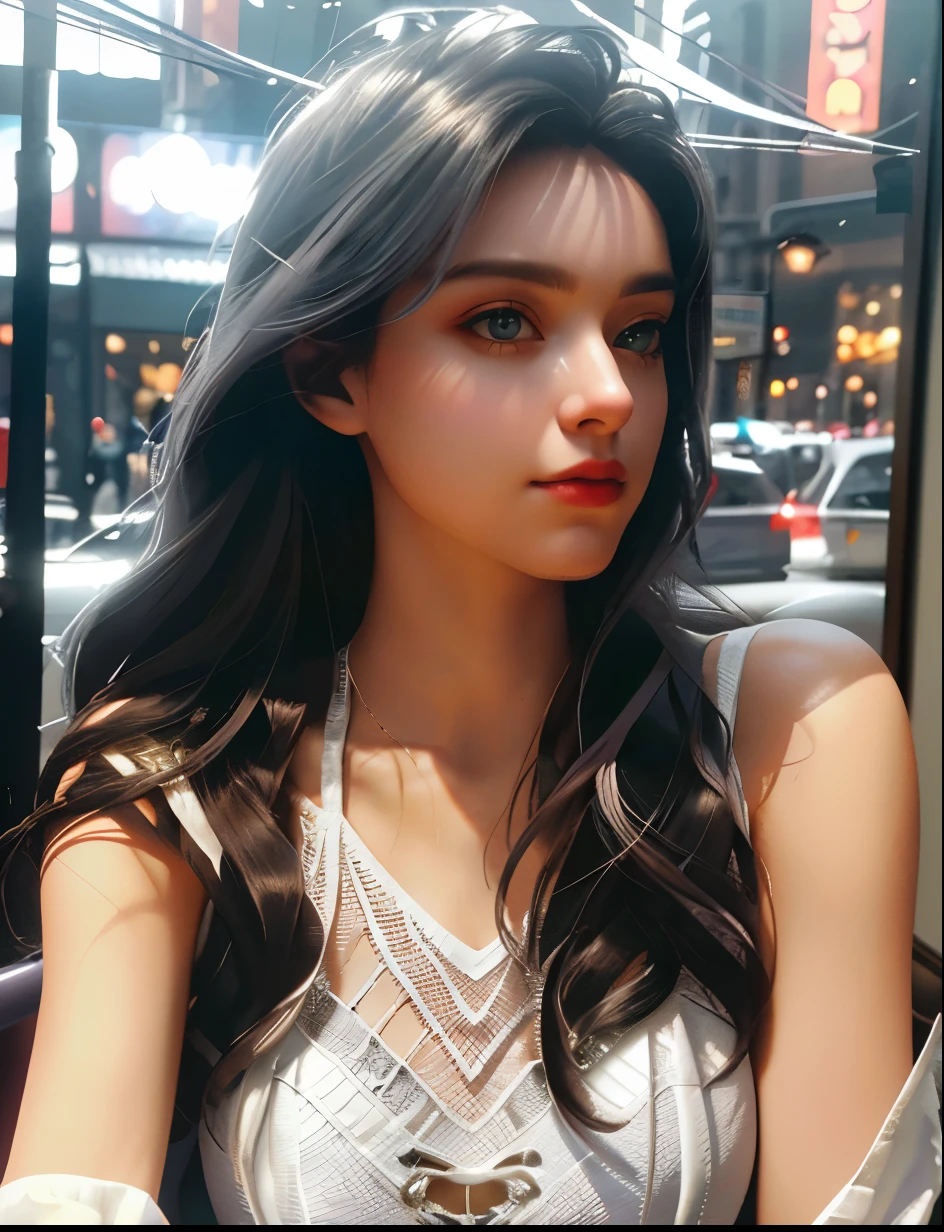 (Extreme Detail CG Unity 8K wallpaper, masterpiece, highest quality), (Exquisite lighting and shadow, highly dramatic picture, Cinematic lens effect), a beautiful girl in a white Spider-Man costume, white lingerie, silver gray hair color, long hair, from the Spider-Man parallel universe, Wenger, Marvel, Spider-Man, on the restaurant, very beautiful face, dynamic pose), (excellent detail, excellent lighting, wide angle), (excellent rendego on restaurant, enough to stand out in its clasocus on white Spider-Man costumes, complex spider textures
