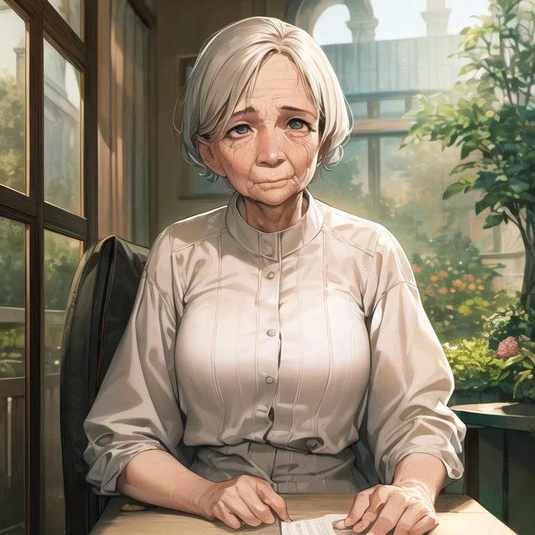 masterpiece, best quality, 1girl, solo, (old woman, old, wrinkled skin)