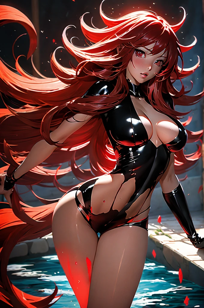 Rias Gremory. Akeno, chicas hermosas desnudas, senos enormes, pechos enormes, pelo rojo, cabello largo y rizado, pelo negro, cabello negro rizado, full body