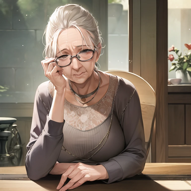masterpiece, best quality, 1girl, solo, (old woman, old, wrinkled skin)