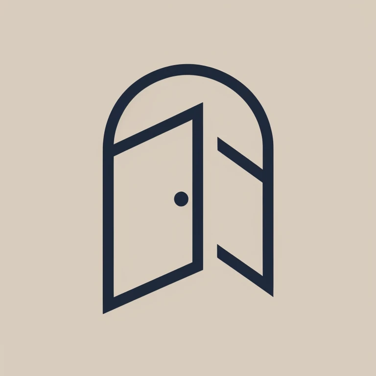 一扇带有圆形开口的Door的特写, minimalist logo, Door口, Simple logo without text, Plane 2D, Andrei Kolkoutine, simplistic image, Door, in Door, round sign, author:Jens Søndergaard, 开Door, Door that are cosmic portals, Door口s, author:Jesper Knudsen, round Door