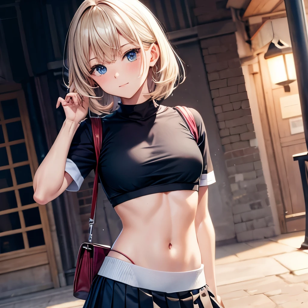 (realism:1.5、highest quality、masterpiece、High resolution、must-have)、snow mountainに立つ1人の23歳の女性、cyber punk、(flare skirt、combat uniform、choker、knee high socks)、fine eyes:1.7、Fineness of the eyes:1.8、beauty of skin:1.8、(looking at the camera:1.2)、(Photo seen from below:1.3)、(medium hair:1.2、bright blonde hair:1.5)、expression(shy smile) :1.3、blush:1.3)、Pause(誘惑Pause:1.5)、heart accessories、Heart-shaped、background(snow mountain:1.5、Remains、apocalyptic world)、(Medium chest、slender、abs:1.2)、(detail perfect)face)、normal hands:1.5、normal finger:1:5、normal feet:1.5、(cameltoe)