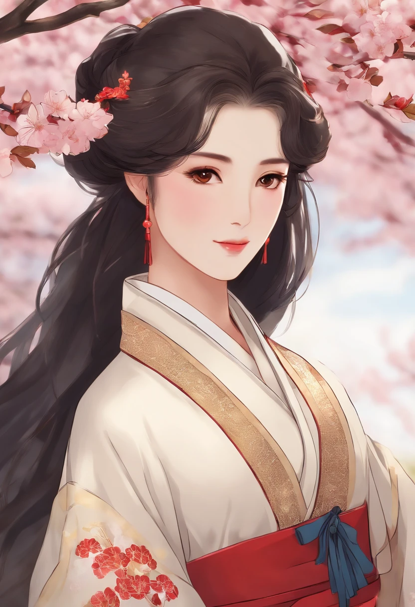 A beautiful woman from history,Japanese,SakuraFubuki,spring,love affair,Anime-like face