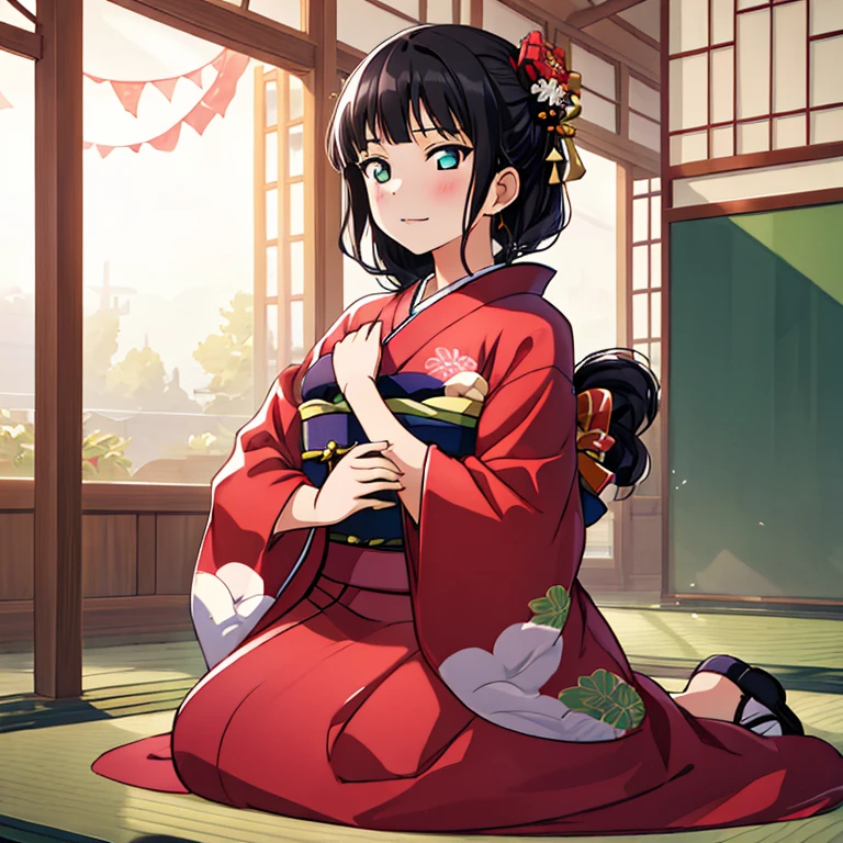 best quality, very aesthetic, Super detailed, best illustration, kimono, 1girl, black_hair