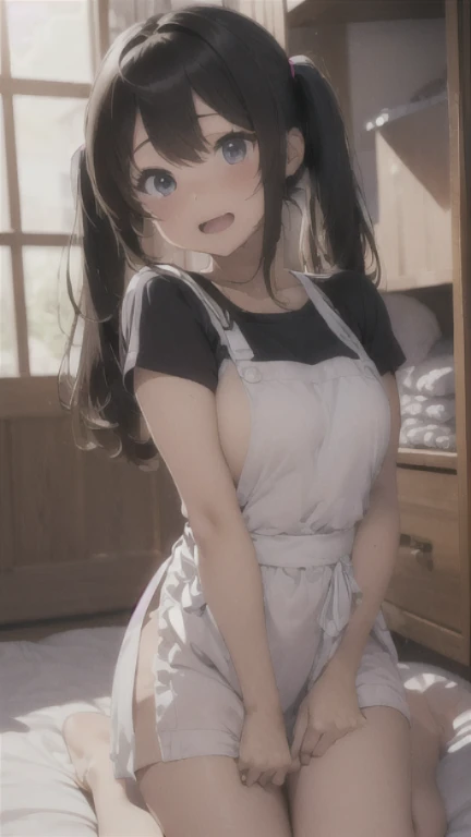 Ahegao、Cumming face、Married woman、(Easygoing、masturbation:1.2)、apron、short twintail hair