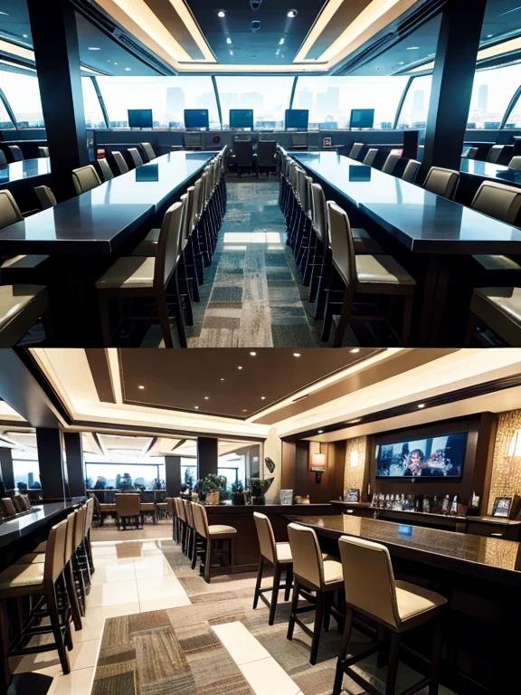 Masterpiece, top quality, 4K definition,
Realistic, textured representation,
Airline standby lounge,
Spacious interior, capable of accommodating thirty individuals,
Divided into zones: high chair area, sofa area, computer area, television lounge, and a bar,
Flight attendants in uniform, resting amidst lush green plants,
Detailed design, showcasing a sophisticated and inviting ambiance.
Imagine an exquisitely rendered airline standby lounge, brimming with intricate detail. The degree of resolution ensures a stunningly clear and lifelike image. The space is efficiently designed and can comfortably accommodate thirty individuals. Divided