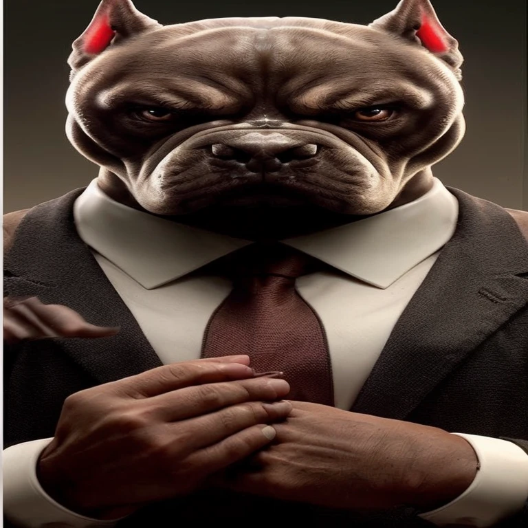 Human figure bulldog face casino fighting style