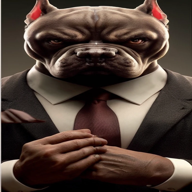 Human figure bulldog face casino fighting style