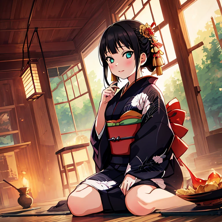 best quality, very aesthetic, Super detailed, best illustration, kimono, 1girl, black_hair