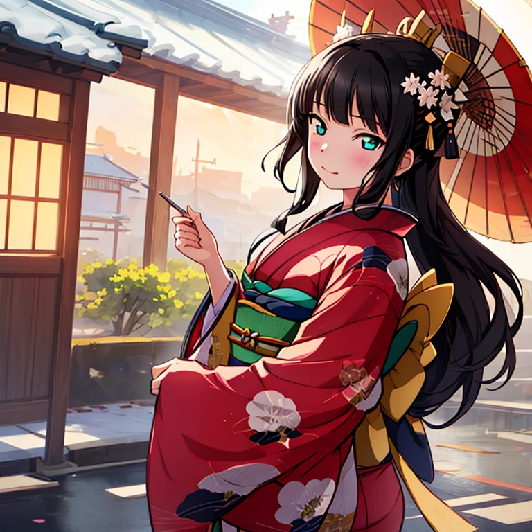 best quality, very aesthetic, Super detailed, best illustration, kimono, 1girl, black_hair