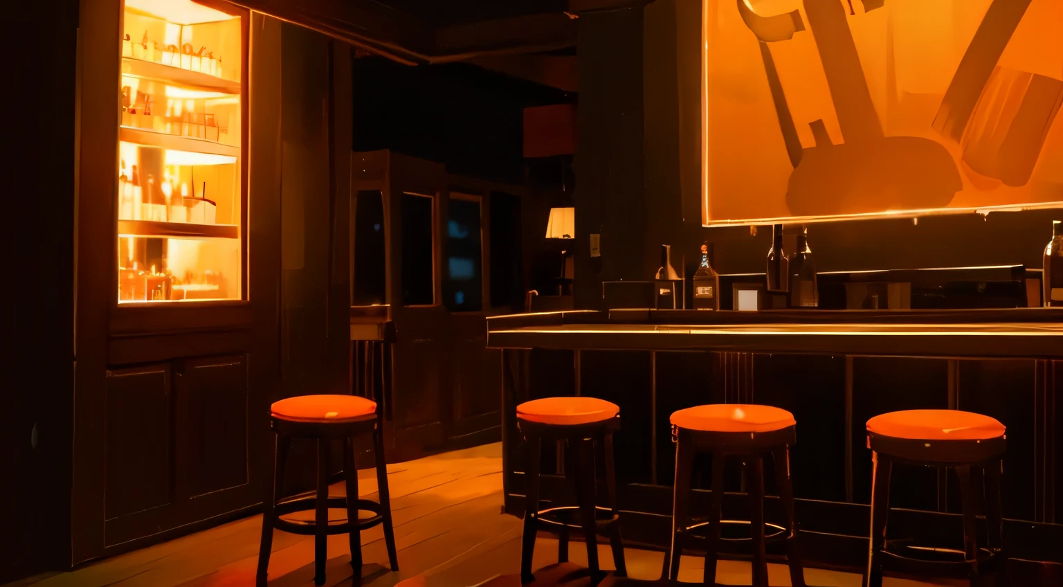 high-end jazz bar, high res, ultrasharp, 8k, masterpiece, orange light