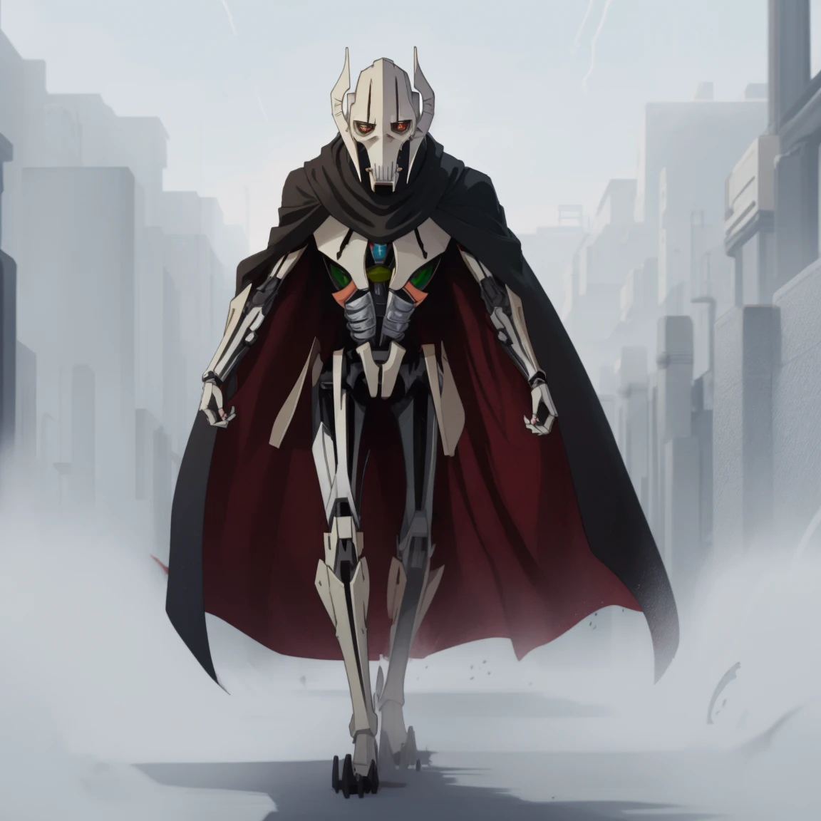 General Grevious, scary, black cape, tall, slender