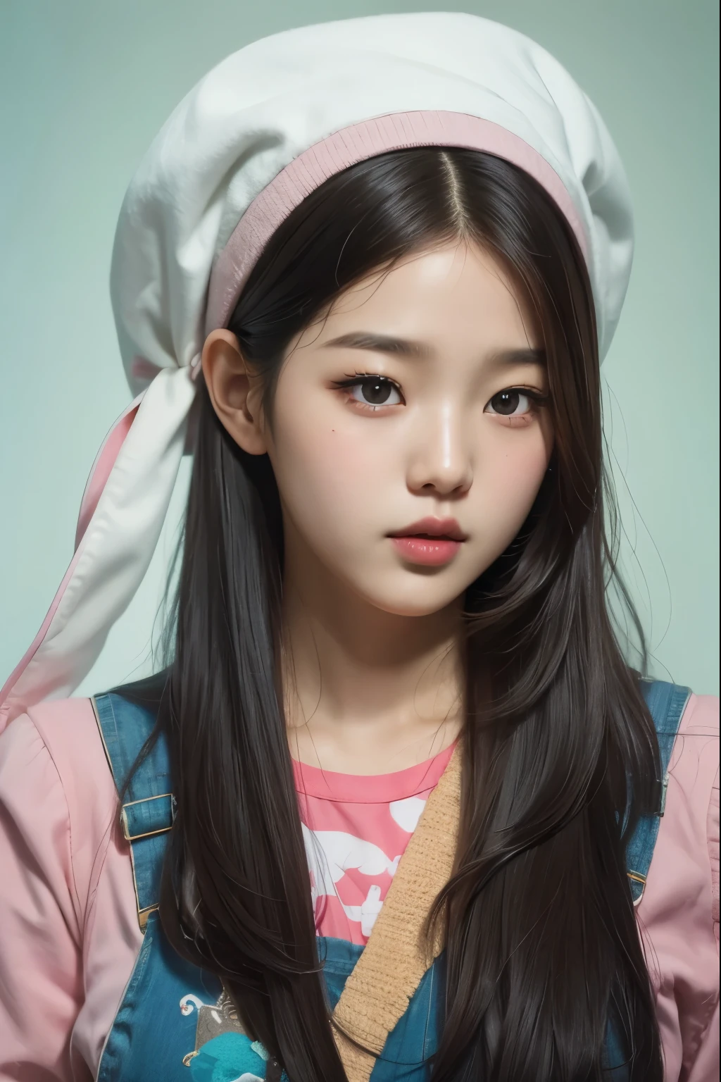Wonyoung from IVE face, foto realista, ultra HD, 8k, big juicy lips