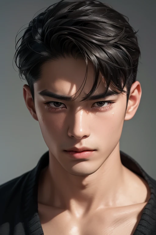 ((High quality)), ((masterpiece)), ((highly detailed)), perfect face, realistic, ((man)), ((Asian)), young, a man was crying, his face was very sad, screaming, full body