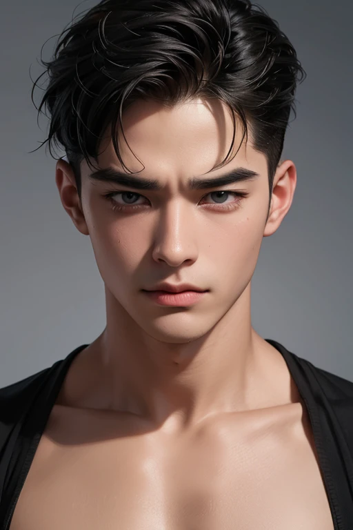 ((High quality)), ((masterpiece)), ((highly detailed)), perfect face, realistic, ((man)), ((Asian)), young, a man was crying, his face was very sad, screaming, full body