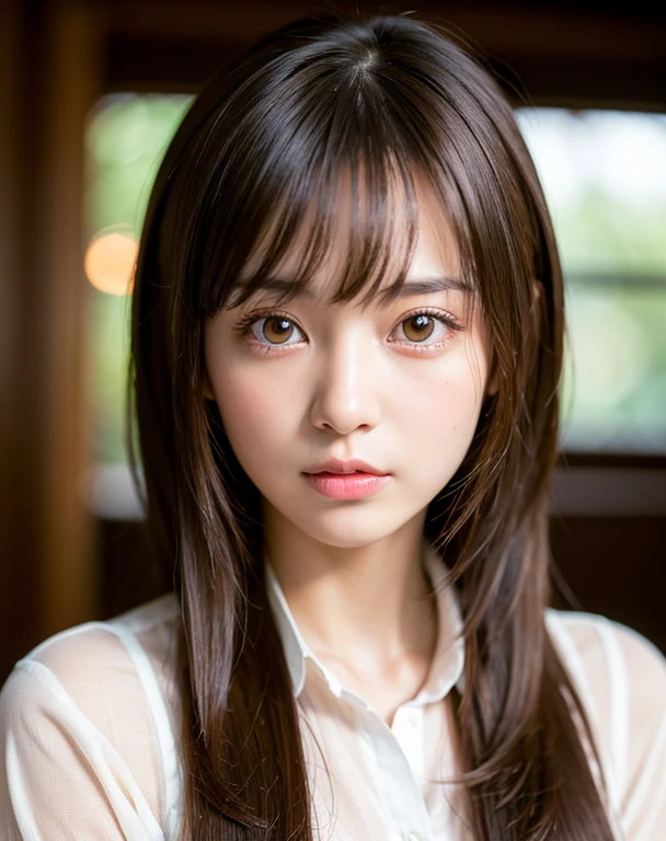 highest quality, face focus, soft light, ultra high resolution, (realistic:1.4), RAW photo,
1 japanese girl, alone, cute, (pupil, light in the eyes), detailed beautiful face, (small box),(High resolution details of human skin texture),
(long hair),
indoor,
Damask Shirt Dress,
(portrait)