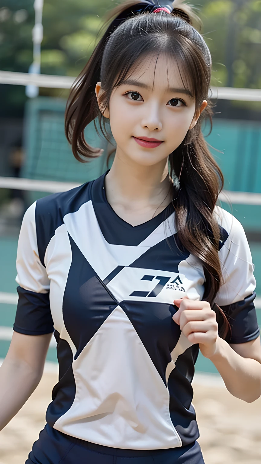 Shoichi, Upload to e621, author:pixelsketcher, author Bayard Wu, author:Thomas Benjamin Kennington , author:Einshelm, Solitary, whole body, volleyball uniform, volleyball, volleyball court, Green Eyes