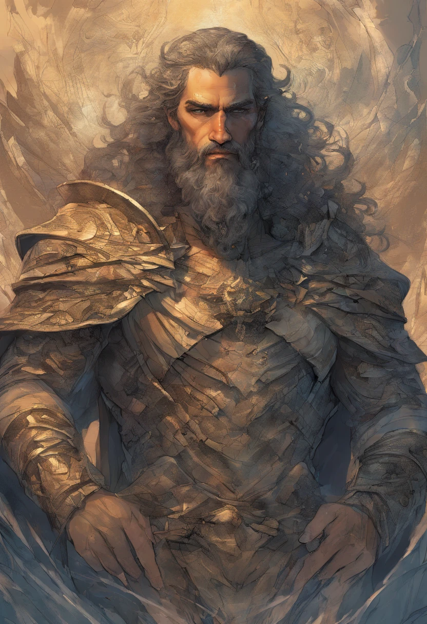 um retrato de(( um homem )) com barba, ((pernas musculosas)), ((peitoral forte e largo))in high definition, em 8K de ((um homem)) de 18 anos, (( Homem)), Deus do Mar, Deus do Oceano, Luthien, arte de deus, Deus da mitologia grega, Deus da Lua, Deus do amor e da paz, deus bonito, Mitologia do Deus da Terra, o deus Eros, Um retrato impressionante de um deus, Frank Kelly Freas, Estilo Karol Bak, ((beautiful face)), Ultra Definition, melhor qualidade, 32k ultra , Ultra HD