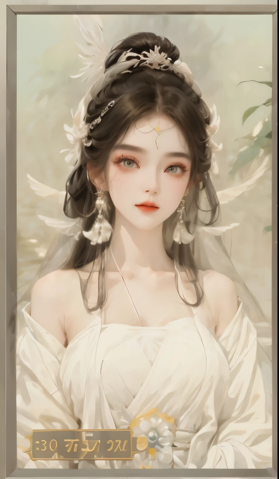 Close-up of a long-haired woman wearing a tija hat, ((beautiful fantasy queen)), beautiful fantasy queen, beautiful figure painting, White-haired God, Inspired by Qiu Ying, ethereal beauty, xianxia fantasy, palace , A girl wearing Hanfu, Inspired by Huang Ji, ethereal fantasy, Inspired by Lan Ying, fantasy art style