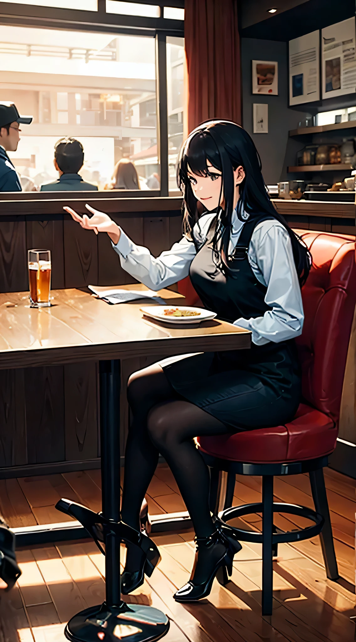 Young girl with black hair, long twintail, twintail hairstyle, (blue eyes), ((small bushy eyebrows)), ( she pulling down her underwear), wearing ta dress, loli, walking to school, flirty smile , suddenly having sex in public, ((doggy style sex)), ((public sex in a restaurant)) naked ass in the male crotch, ), perfect anatomy,(young boy fucking her)
