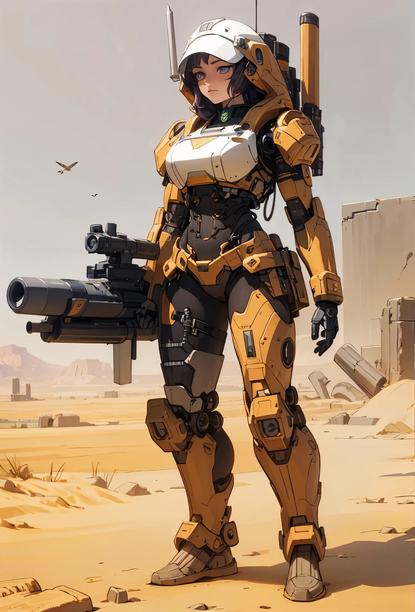 (detailed illustrations,Very detailed and precise drawing,Delicate drawn lines with tempo,Realistic texture expression),[color traced main line],(Martian battlefield [Desert Ruins]),[solo],HENTAI ((ANIME) BIONICGirl) Beauty (14 years old))((muscular)) [SKINNY],cyborg [MACHINEARMY Mobile Infantry Military],Bullet belt [Hood cloak [Brute knife]] [Heavy Mace [javelin]] [[Shells Mortars Grenades]],gravure [[cat fight]] Battle Damage,[retro future],(intricate and beautiful decoration [Dense detail]),(Fine and beautiful skin expression [transparency]),[完璧な目のdetailed (Beautifully detailed iris)[eyes like jewels]],[long and beautiful eyelashes],[precisely drawn hair [美しく艷やかな髪のdetailed]],(完璧な手のdetailed [Beautiful fingers with no damage [beautiful nails]]),(perfect anatomy(perfectly balanced proportions))[[full body portrait]],[[Design built to the highest level]][ideal color coordination(Accurate simulation of light and material interactions)],([Precision Detail](detailed,High definition)),[Visual art that tells a story].