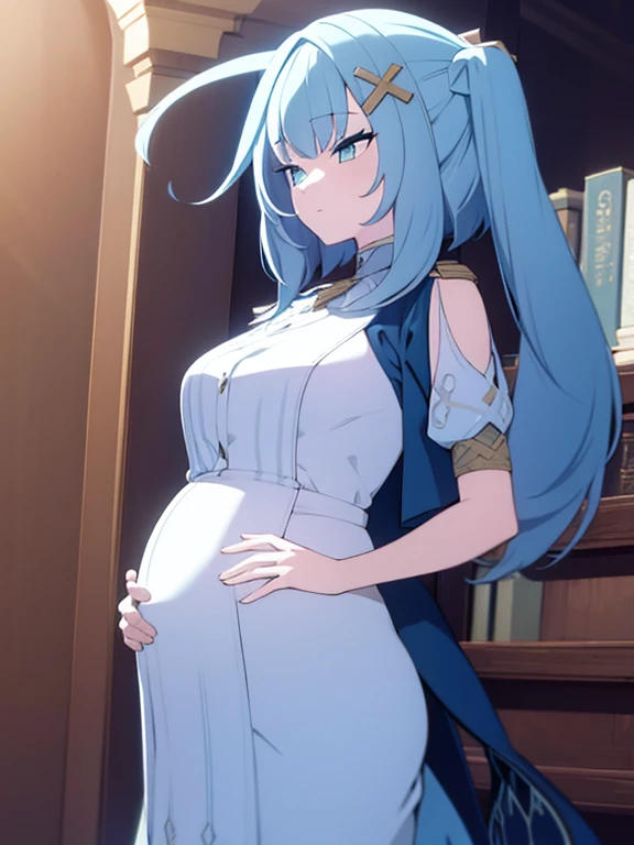 Masterpiece, best quality, pregnant, blue archive style, full body