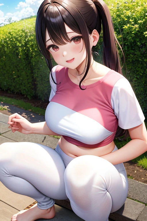 high quality、masterpiece、Ultra-high resolution、beautiful girl、beautiful girl顔、Cute Face、Navy solid school swimsuit、Lesbians around the world、Famous Japanese actresses、Very beautiful face、chest、Twin tails、巨大なchest、Too big、Saggy breasts、whole body、Thighs