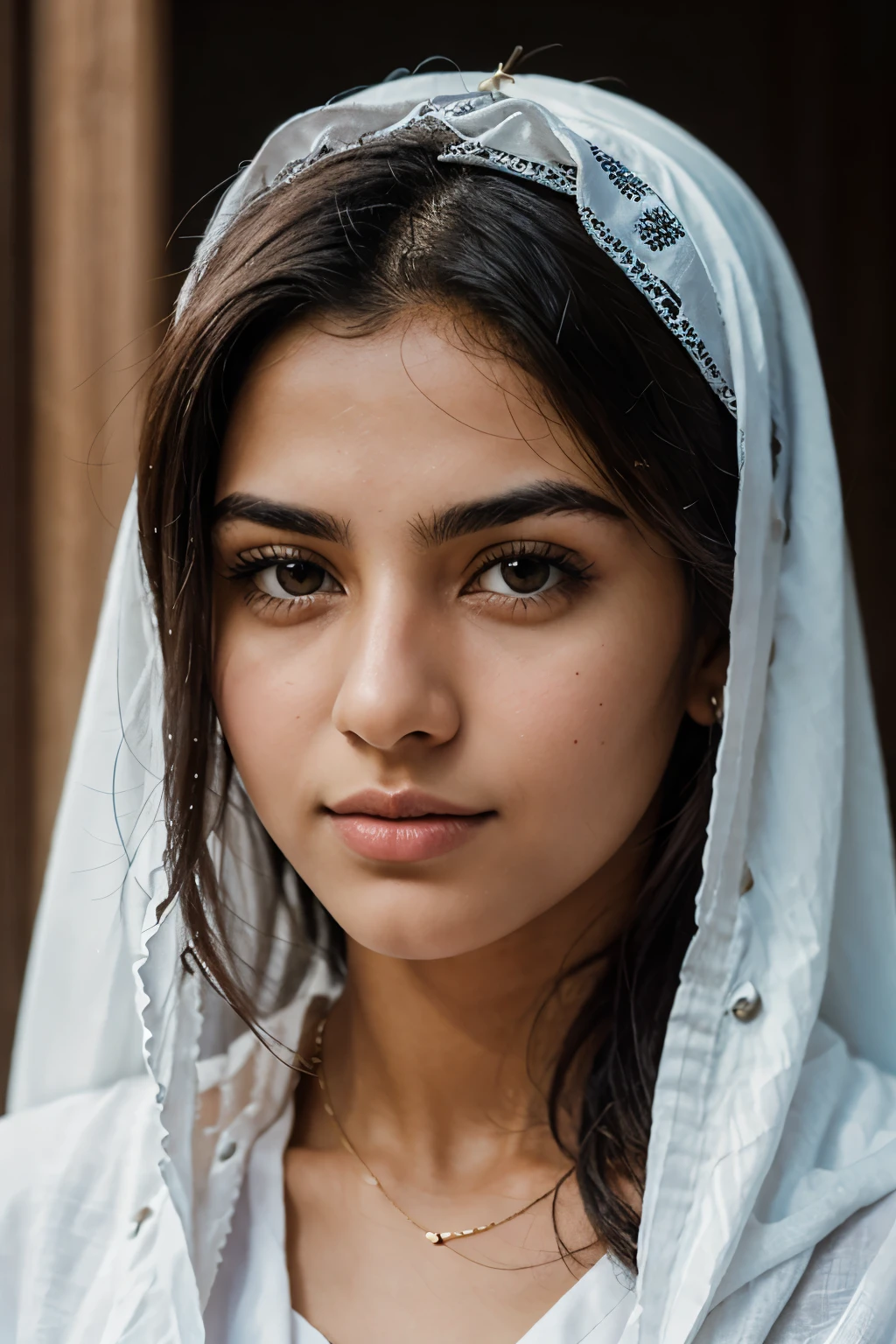 a portrait of a Saudi girl, looking at the viewer
