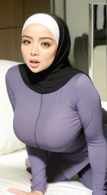 masterpiece, ,(solo:1.1), perfect face, (bright lighting:1.2),beautiful detailed eyes, extremely detailed face, perfect lighting,masterpiece, best quality, ((mature female)),  30yo female, wearing a hijab shorts black dress, perfect body shape, slim waist, curvy hourglass figure, skinny waist and thick hips,big boobs, frontdoggy,  1girl,  , hetero, sex, sex from behind, doggystyle, full body view short dress other side mouth back big ACC sexy Hijab