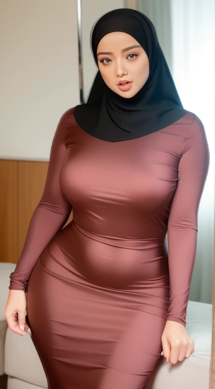 masterpiece, ,(solo:1.1), perfect face, (bright lighting:1.2),beautiful detailed eyes, extremely detailed face, perfect lighting,masterpiece, best quality, ((mature female)),  30yo female, wearing a hijab shorts black dress, perfect body shape, slim waist, curvy hourglass figure, skinny waist and thick hips,big boobs, frontdoggy,  1girl,  , hetero, sex, sex from behind, doggystyle, full body view short dress other side mouth back big ACC sexy Hijab