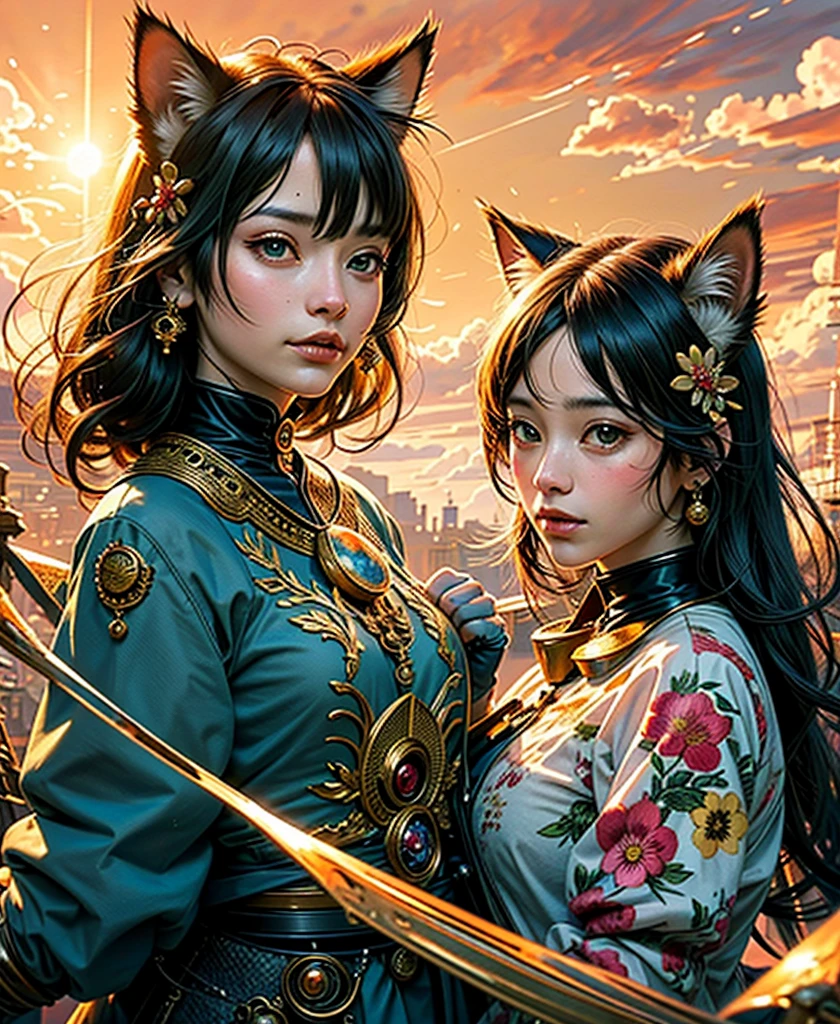 masutepiece, Best Quality, Illustration, Ultra-detailed, finely detail, hight resolution, 8K Wallpaper, Perfect dynamic composition, Cat's ears、Cat's ears、Cat's ears