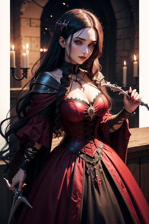 monster female vampire crimson rapier medieval night altar