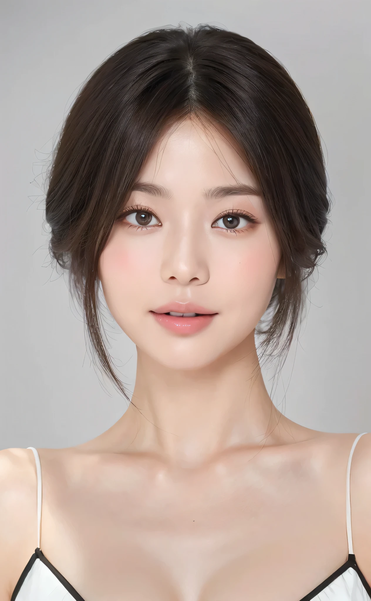 （（best quality，8k，masterpiece：1.3）），The picture is clear， girl， Smile， Full body female love， beautiful woman，face slimming， （dark brown hair）， full length dress ：1.1， Very rich facial details， exquisite eyes， single eyelid， blurred background， face slimming， City， Clean white background inside
