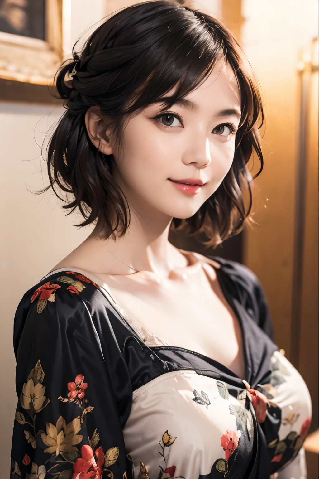 147
(20 year old woman,animal character print costume), (surreal), (High resolution), ((beautiful hairstyle 46)), ((short hair:1.46)), (gentle smile), (breasted:1.1), (lipstick)