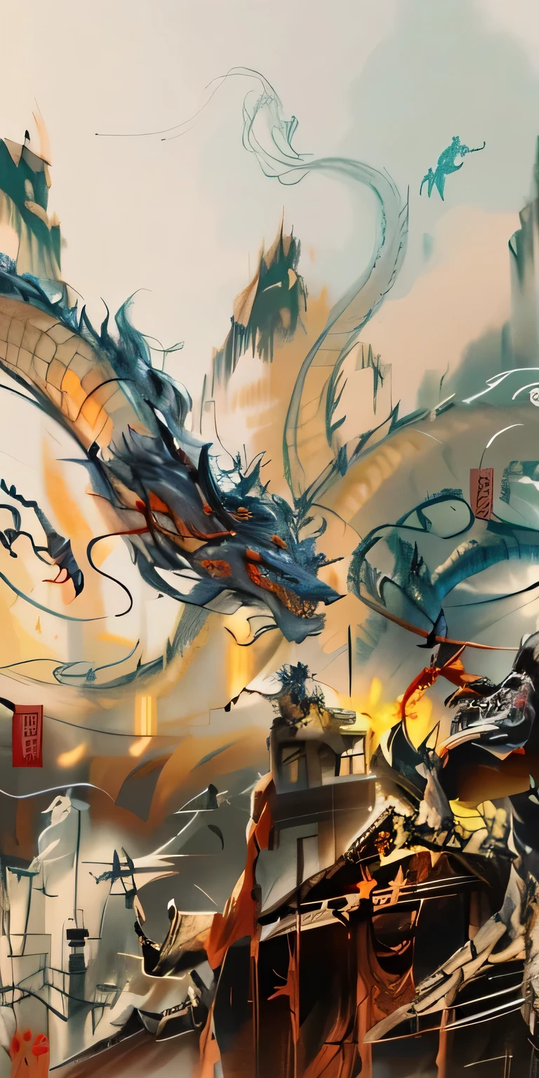 Sketch of dragon attacking people, Chinese dragon concept art, detailed, Concept art sketch, Inspired by Jeremy Chong, highly detailed sketch, detailed铅笔画, rough sketch, concept film, Dragon in the background, Michael Caluta and Nguyen Jia, Concept art is very detailed, Published concept art, detailed sketch, epic pencil illustration