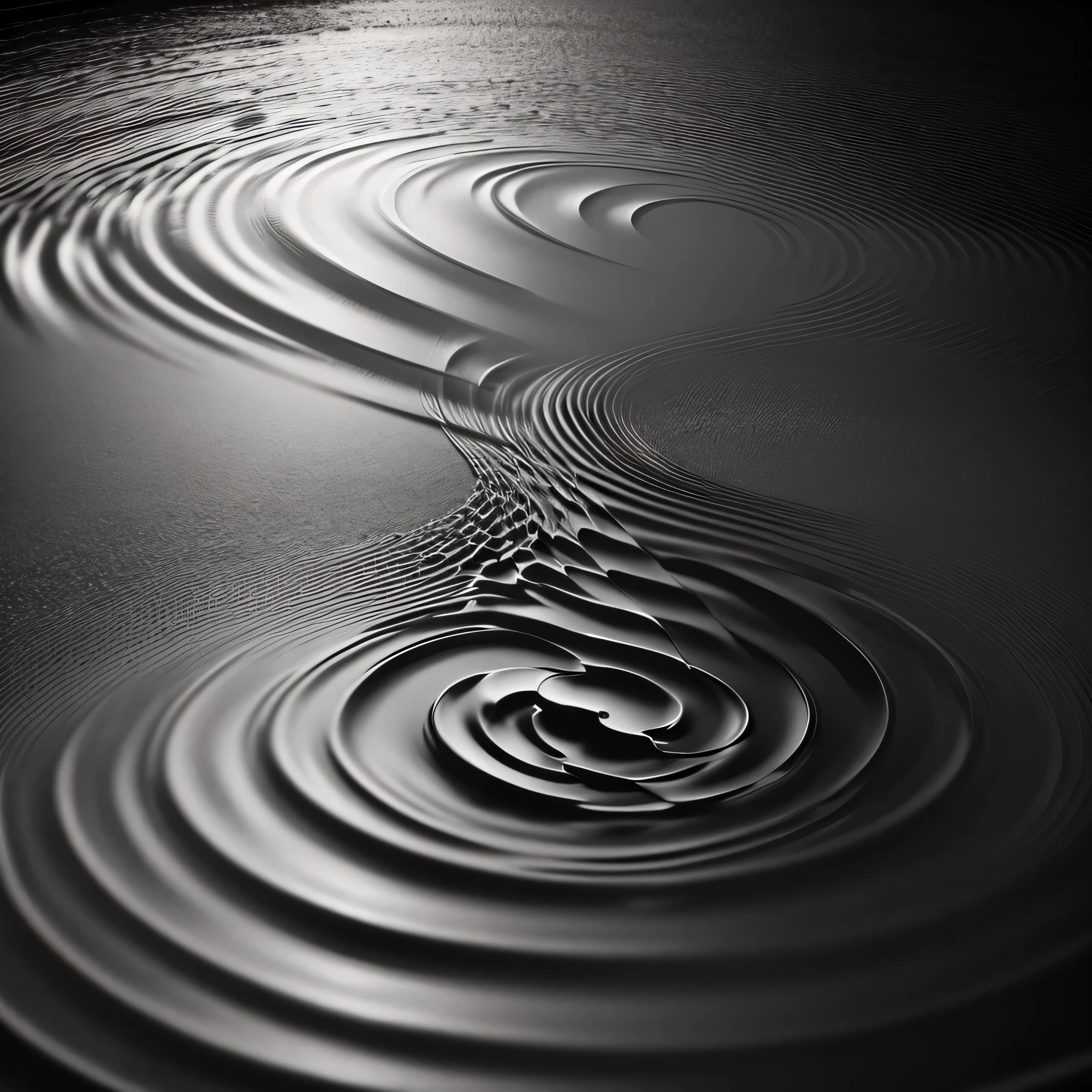 ripples、landscape、create、black and white