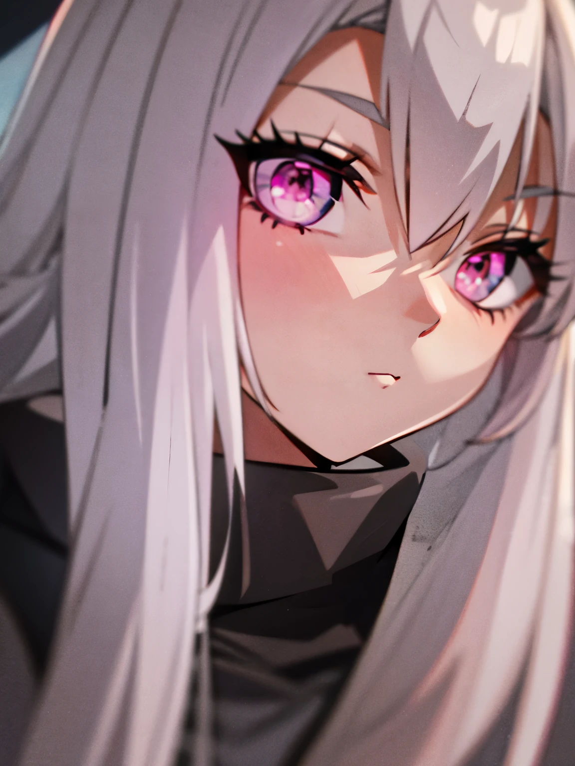 pink eyes gray hair